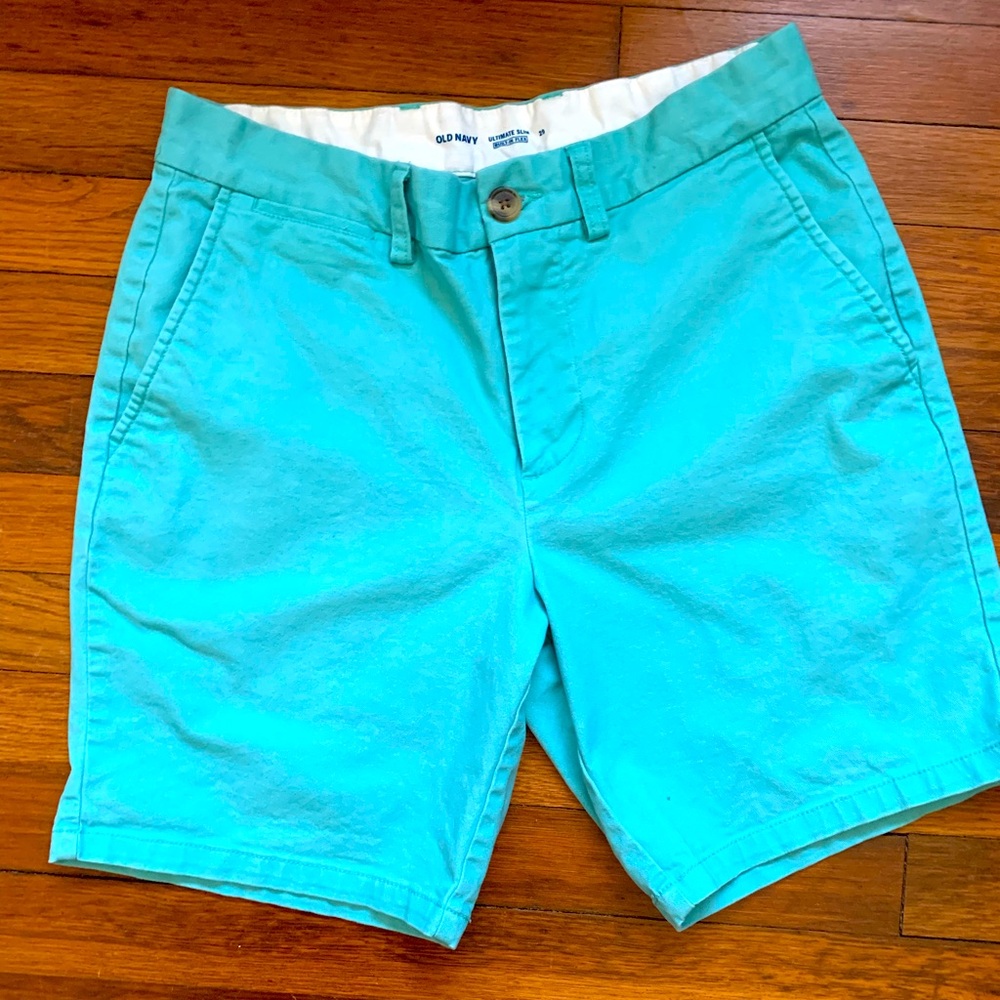 Preppy Old Navy turquoise classic shorts with performance stretch ultimate slim